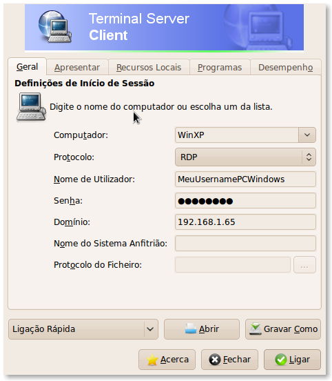 CapturaEcra-Cliente de Servidor Terminal