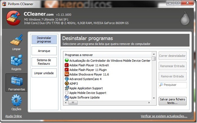 CCleaner 3.13.16 Programas