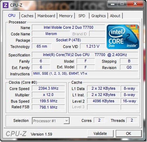 CPU-Z 1.59 CPU