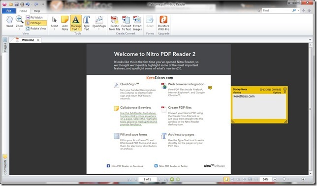 Nitro PDF Reader Notas