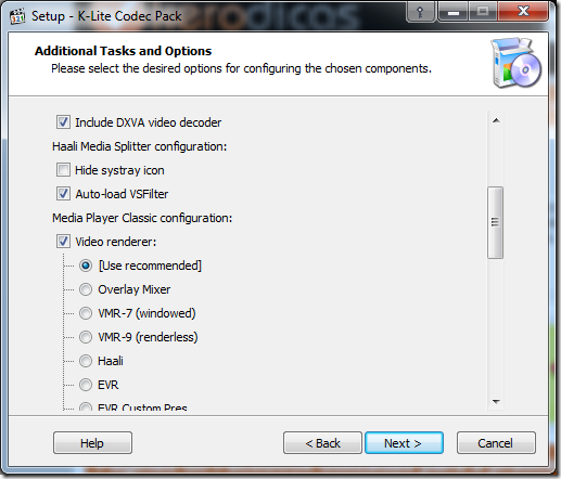 K-Lite Codec Pack Full Opções